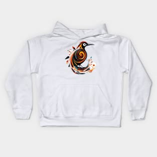 Abstract Exotic Orange and Blue Bird Kids Hoodie